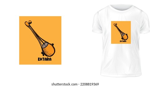 t shirt design concept, Ektara is a one-stringed musical instrument used in the traditional music of South Asia