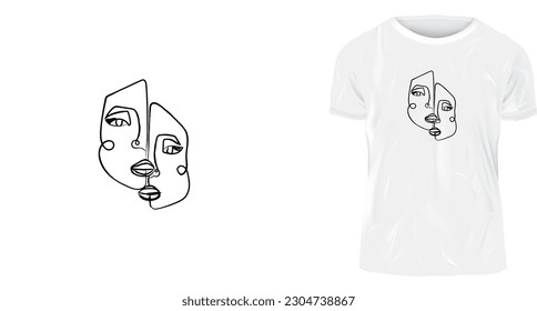 t shirt design concept, Illustration of the faces of two girls