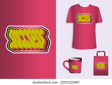 t shirt design concept new. Typography t-shirt, tote bag, and cup design for merchandise and print. Mock-up templates included