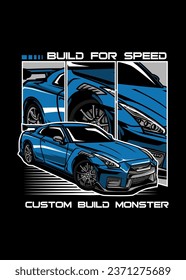 t shirt design COSTOM BUILD MONSTER CAR
