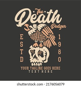 t shirt design the death dodger with eagle on the skull and gray background vintage illustration