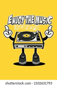 t shirt design ENJOY THE MUSIC CARTOON
