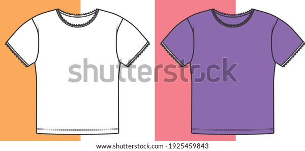T SHIRT Design fashion flat sketch. women t
shirt blank template.
