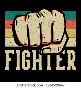 t shirt design fighter vintage illustration