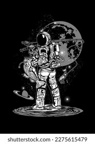 t shirt design FISHING ASTRONAUT
