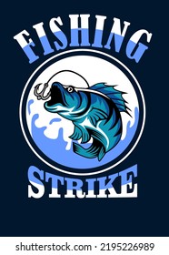 t shirt design FISHING STRIKE BLUE
