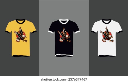 t shirt design of flying eagle vector