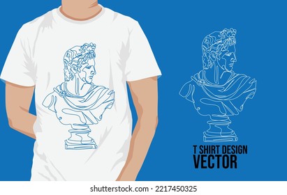 T Shirt design  Greek line Art,One line Illustration. 