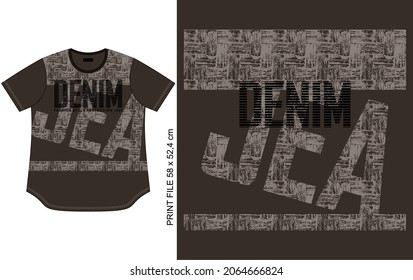 t shirt design, grunge texture abstract print, denim words typography, clothing style apparel