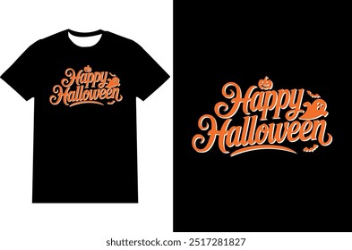 T design de camisa Halloween tipografia com fundo preto