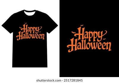 T shirt design Halloween typography with black background