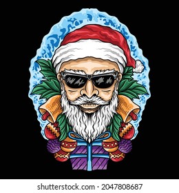 t shirt design hand drawn santa claus with gift ball merry christmas