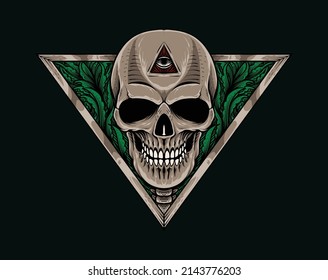 t shirt design hand drawn skull head illustration
