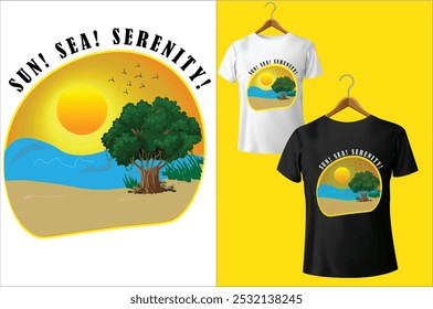 T SHIRT DESIGN having scenery image on front which gives aesthetic look for summer holiday