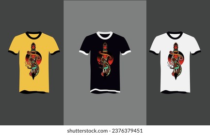 t shirt design of head snake and sword vector