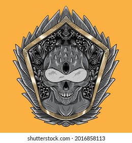 t shirt design Humanoid alien skull illustration	