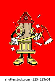 t shirt design HYDRANT FIRE FIGHTER CARTOON
