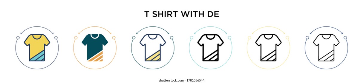 T shirt with design icon in filled, thin line, outline and stroke style. Vector illustration of two colored and black t shirt with design vector icons designs can be used for mobile, ui, web