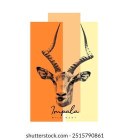 t shirt design of impala hunter vector illustration