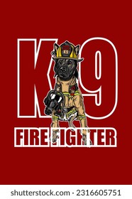 t shirt design K9 Fire Fighter poster
