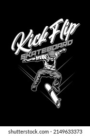 diseño de camiseta KICKFLIP SKATEBOARD ACTION
