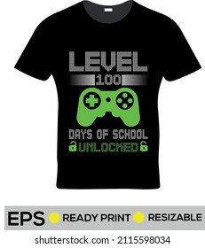 T shirt design level 100 days of school high quality vector ready print,