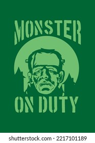 t shirt design MONSTER ON DUTTY

