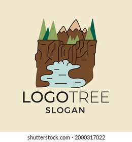 T shirt design with mountains with forest and waterfalls