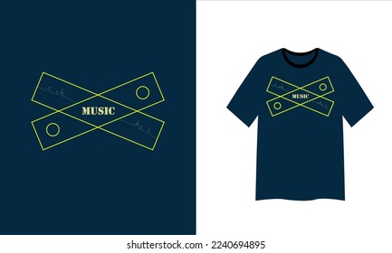 t shirt design music in blue color cloth. vector eps8
