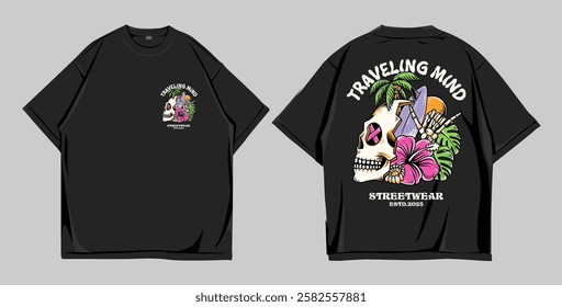 T shirt design oversize street wear, mockup front and back