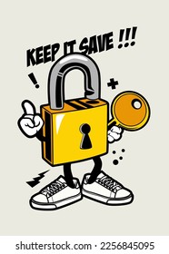 t shirt design PADLOCK CARTOON
