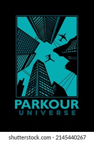 t shirt design PARKOUR UNIVERSE
