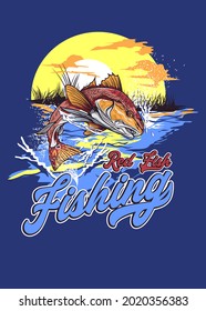 T SHIRT DESIGN RED FISH FISHING