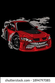 t shirt design RED MOSTER DRIFT CAR