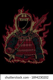 t shirt design RED SAMURAI BIKER