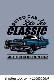 t shirt design RIDE THR CLASSIC CAR CARTOON
