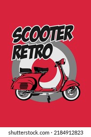 t shirt design SCOOTER RETRO RED COLOR
