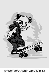 t shirt design SKATEBOARD PANDA CARTOON
