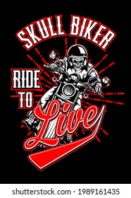 t shirt design SKULL BIKER 