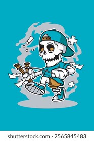 t shirt design SKULL PLAY GAME CARTOON