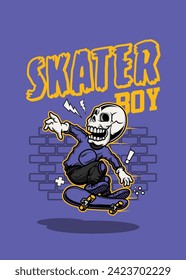 t shirt design SKULL SKATER BOY
