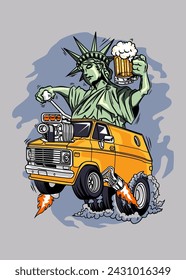 t shirt design statue of liberty Cartoon
