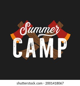 T shirt design for summer camp with crossed axes