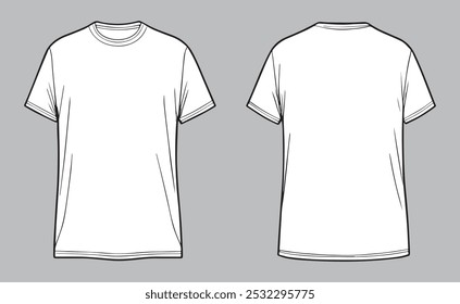 T shirt with design template, front and back view. Blank T Shirt for mockup, vector illustration.