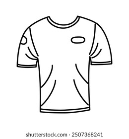 T shirt design template. Hand drawn black short sleeve t shirt outline. For apparel design templates, logos or sports materials.