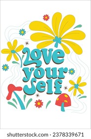 T shirt design template handdrawn flowers
