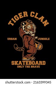 t shirt design TIGER CLAN SKATEBOARD CARTOON
