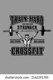 t shirt design TRAIN HARD CROSSFIT
