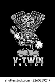 t shirt design V TWIN MACHINE CARTOON
