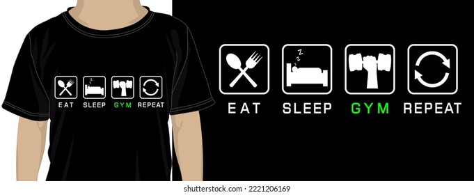 Vector de diseño de camisetas, repetición de Gimnasio SLeep  